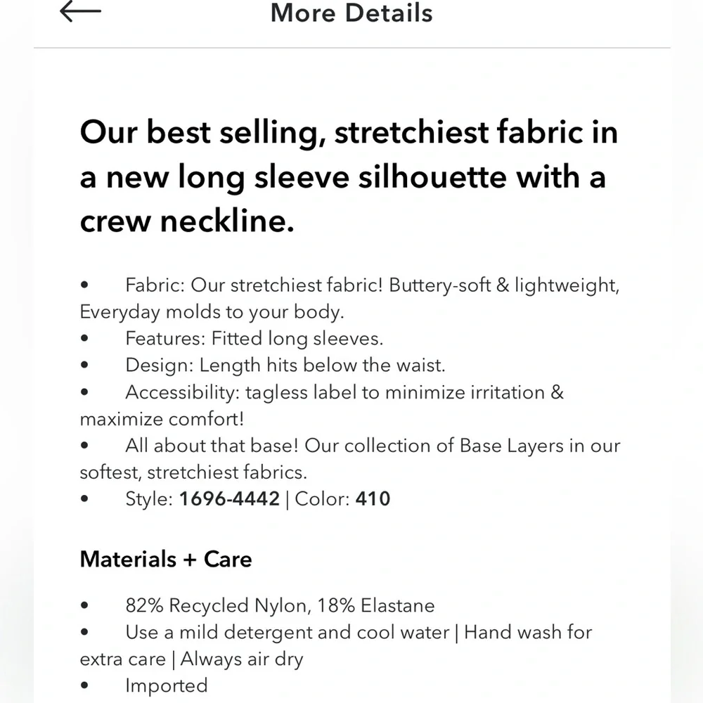 NWT Aerie Smoothez Long Sleeve Crew T-Shirt Navy Blue Large Fitted Smoothing Top - Picture 5 of 5